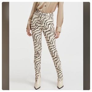 WE WORE WHAT PIPED STILETTO SLIT, ANIMAL PRINT PANTS/ WORN ONCE
